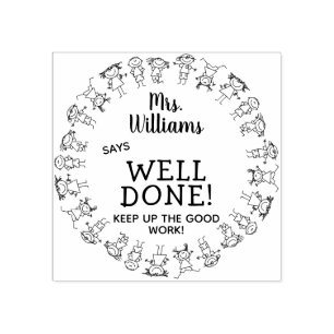 Custom Name Teacher Says Well Done Rubber Stamp