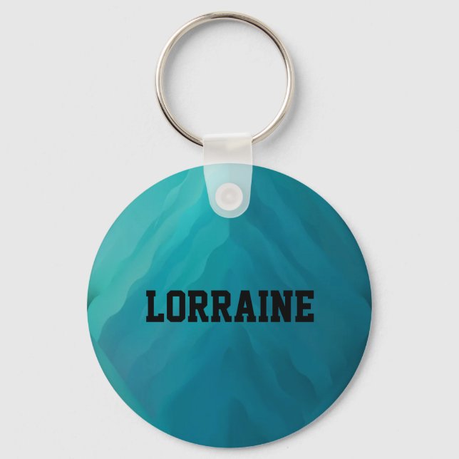 Custom name teal glass texture key ring (Front)