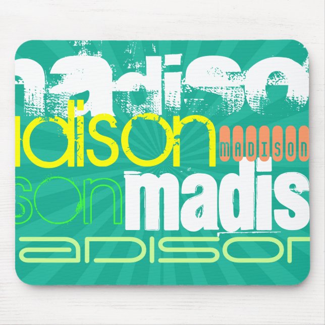 Custom Name Teal Green Mouse Mat (Front)