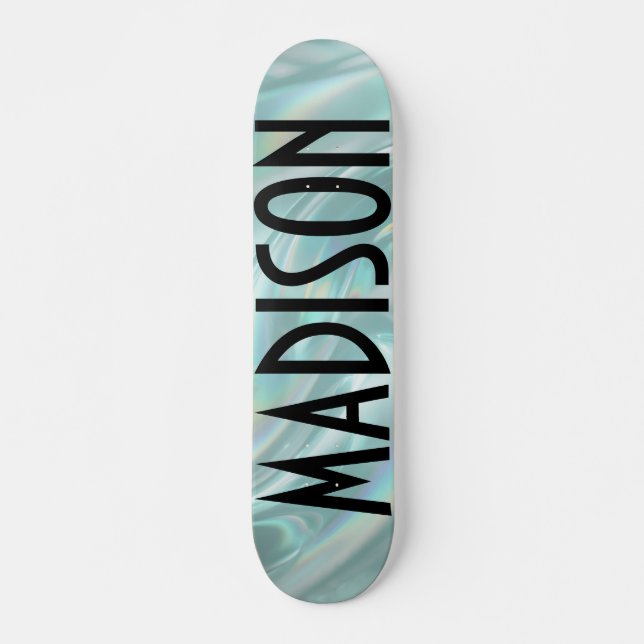 Custom Name Teal Opal Skateboard (Front)