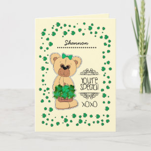 Custom Name   Teddy Bear St. Patrick's Day  Card