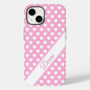 Custom Name Template, Cute Pink And White iPhone 14 Case