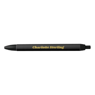 Custom Name Template Elegant Black And Gold Ink Pen