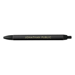 Custom Name Template Elegant Black And Gold Simple Black Ink Pen