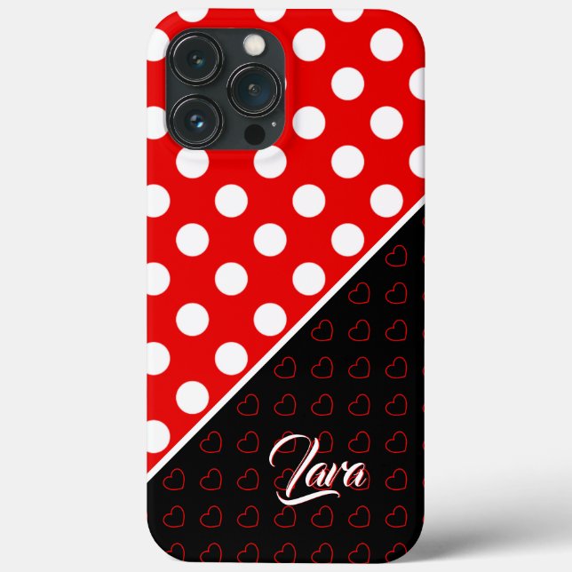 Custom Name Template Red Black White iPhone Cover (Back)
