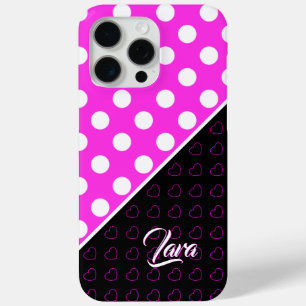 Custom Name Template Striking Black Pink White iPhone 15 Pro Max Case