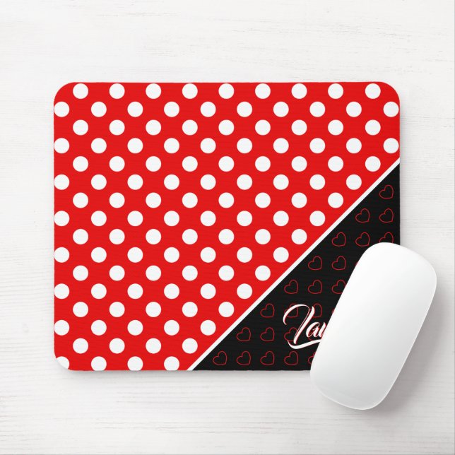 Custom Name Template, Striking Red And Black Mouse Mat (With Mouse)