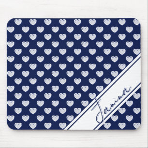Custom Name Template Stylish Pattern Dark Blue Mouse Mat
