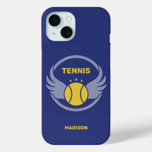 Custom Name Tennis Ball with Wings iPhone 15 Case