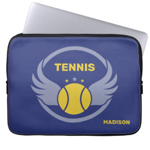Custom Name Tennis Ball with Wings Laptop Sleeve