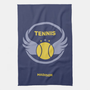 Custom Name Tennis Ball with Wings Tea Towel