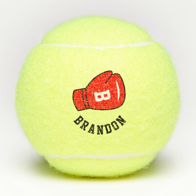 Custom name tennis balls with boxing glove logo (Front)