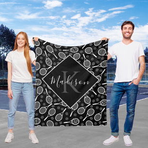 Custom Name Tennis Racket Fleece Blanket