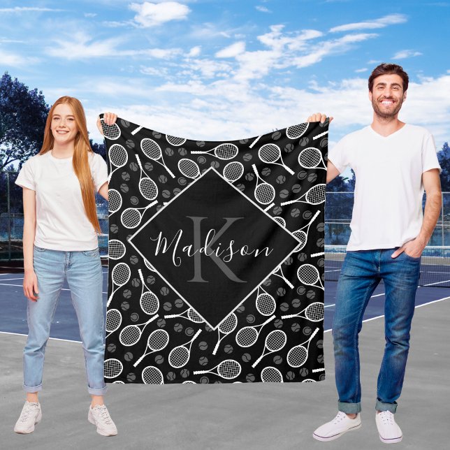 Custom Name Tennis Racket Fleece Blanket (Creator Uploaded)