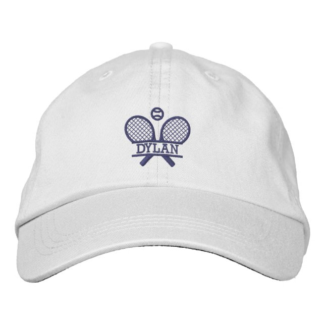 Custom Name Tennis Rackets Personalised Embroidered Hat (Front)