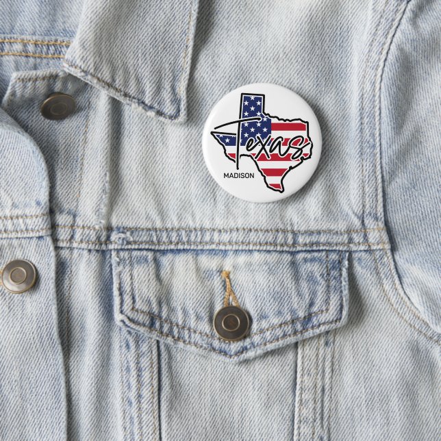 Custom Name Texas 6 Cm Round Badge (In Situ)