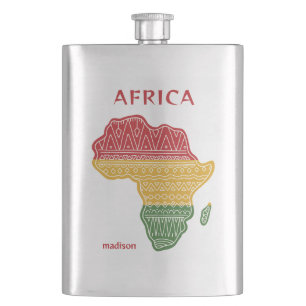 Custom Name & Text Africa Hip Flask