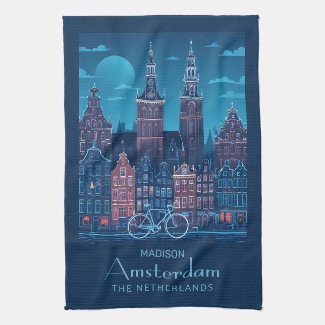Custom Name / Text Amsterdam Tea Towel (Vertical)