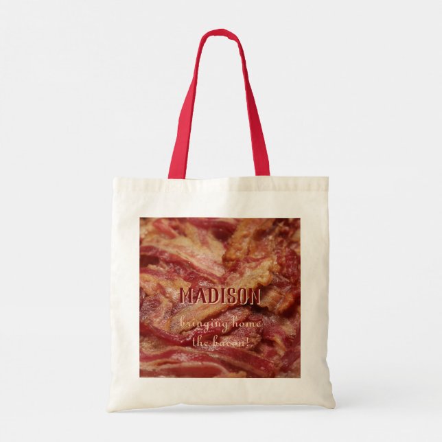 Custom name & text BACON tote bags (Back)