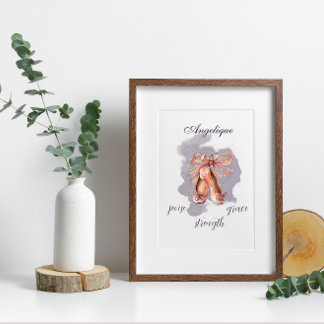 Custom Name Text Ballet Pointe Shoes Ballerina  Photo Print