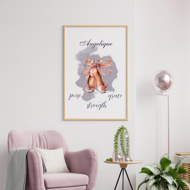 Custom Name Text Ballet Pointe Shoes Ballerina Poster (Creator Uploaded)