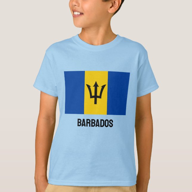 Custom Name & Text Barbados Flag T-Shirt (Front)