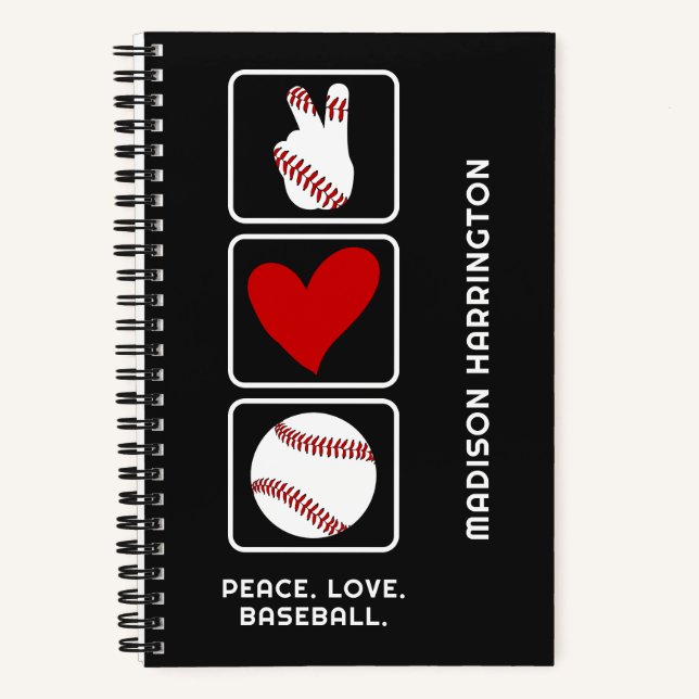 Custom Name & Text Baseball Notebook (Front)