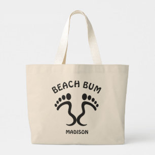 Custom Name & Text Beach Bum Large Tote Bag