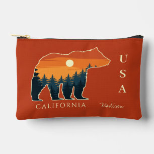 Custom name & text Bear Forest Accessory Pouch