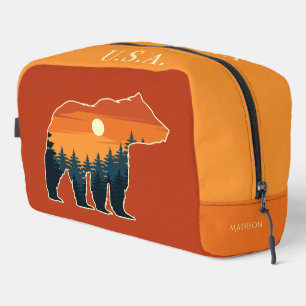 Custom name & text Bear Forest Dopp Kit