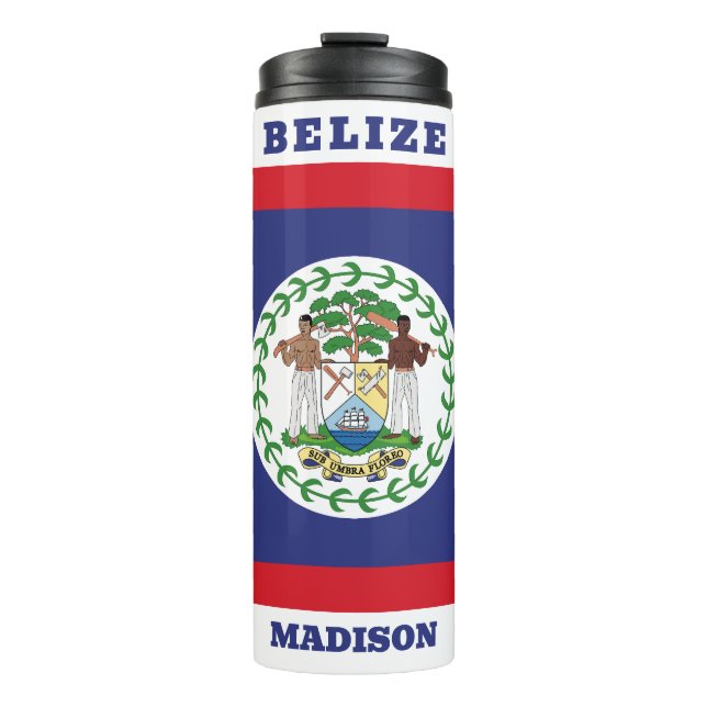 Custom Name & Text Belise Flag Thermal Tumbler (Front)