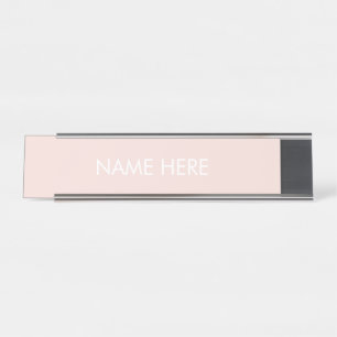 Custom name text blush pink white desk name plate