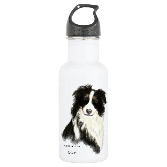 Custom Name text Border Collie Dog Pet 532 Ml Water Bottle (Front)