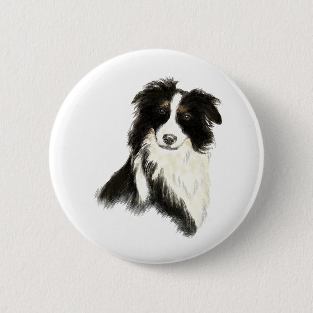 Custom Name text Border Collie Dog Pet 6 Cm Round Badge (Front)