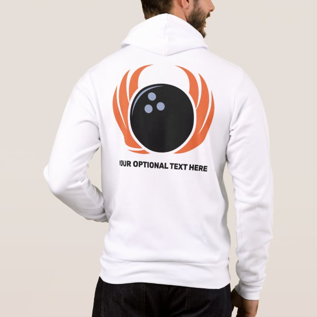 Custom Name & Text Bowling Ball with Flame Hoodie (Back)