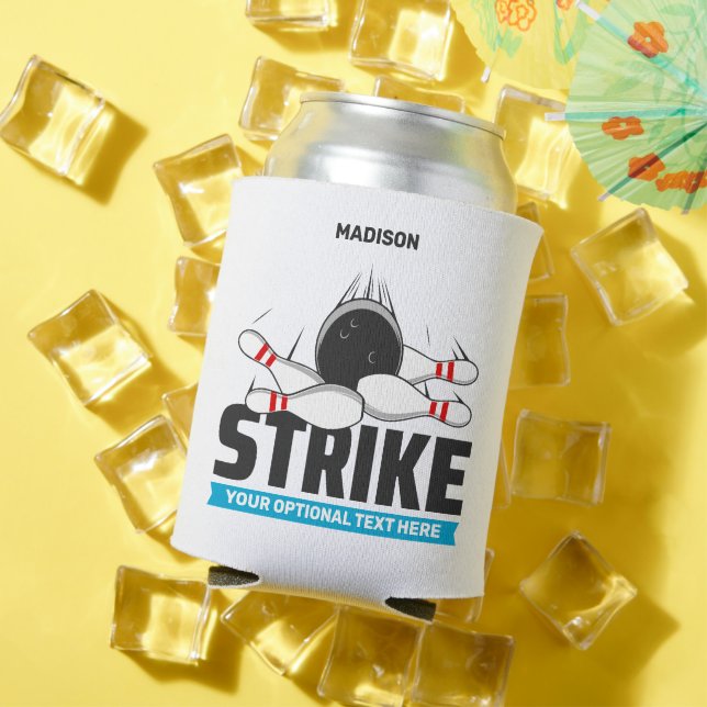 Custom Name & Text Bowling Strike Can Cooler (In Situ Summer)