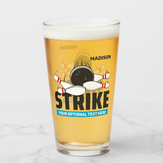 Custom Name & Text Bowling Strike Glass (Back Filled)