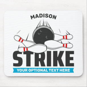 Custom Name & Text Bowling Strike Mouse Mat