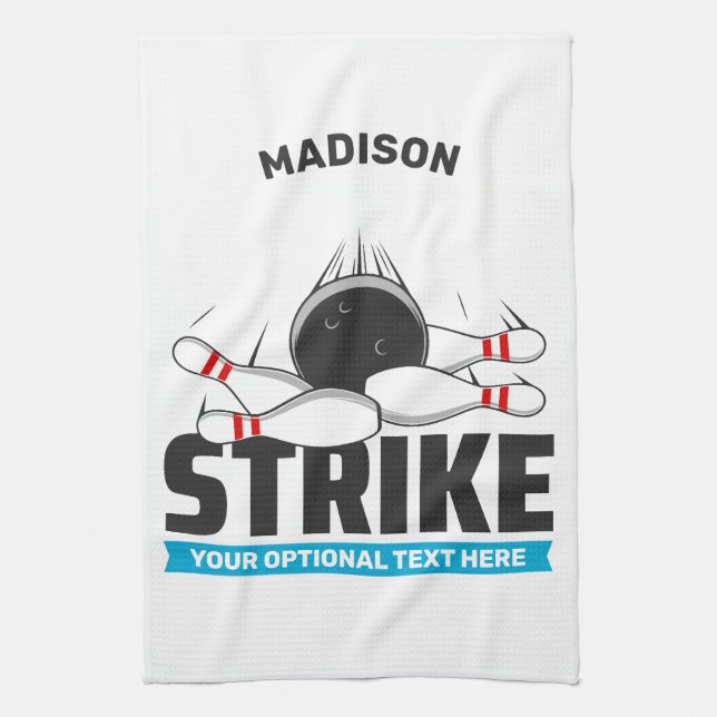 Custom Name & Text Bowling Strike Tea Towel (Vertical)