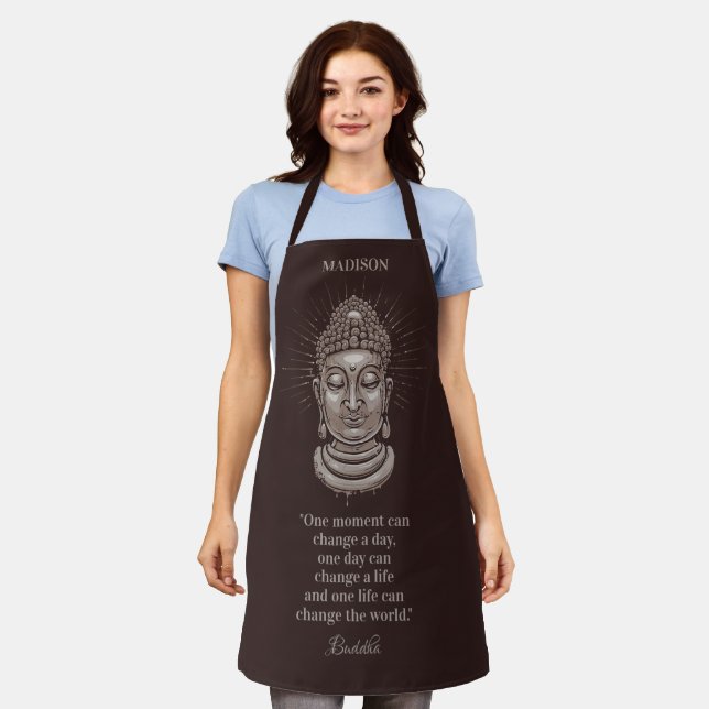 Custom name & text Buddha Quote Apron (Worn)