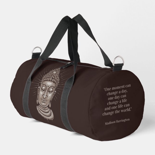 Custom name & text Buddha Quote Duffle Bag (Left Corner)