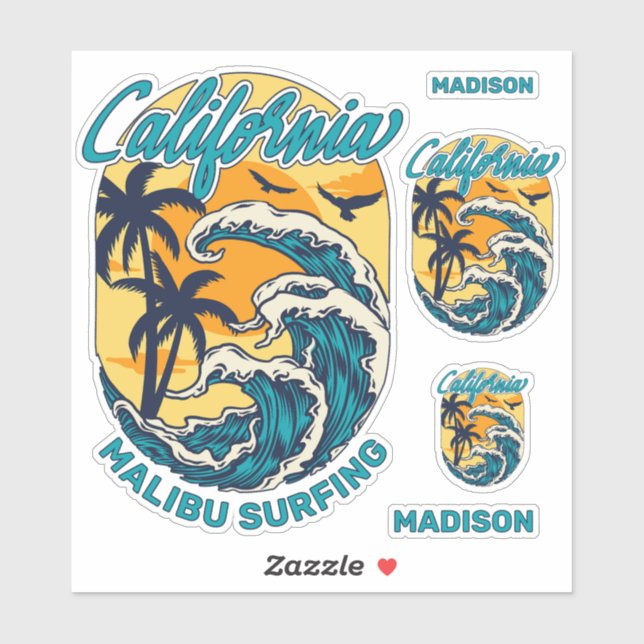 Custom Name / Text California Surfing (Sheet)
