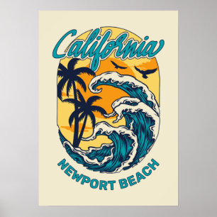 Custom Name / Text California Surfing Poster
