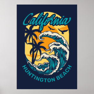Custom Name / Text California Surfing Poster