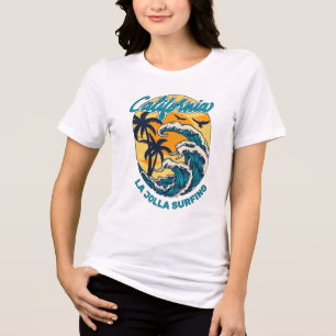 Custom Name / Text California Surfing Tri-Blend Shirt