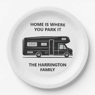 Custom Name & Text Camper Van Paper Plate