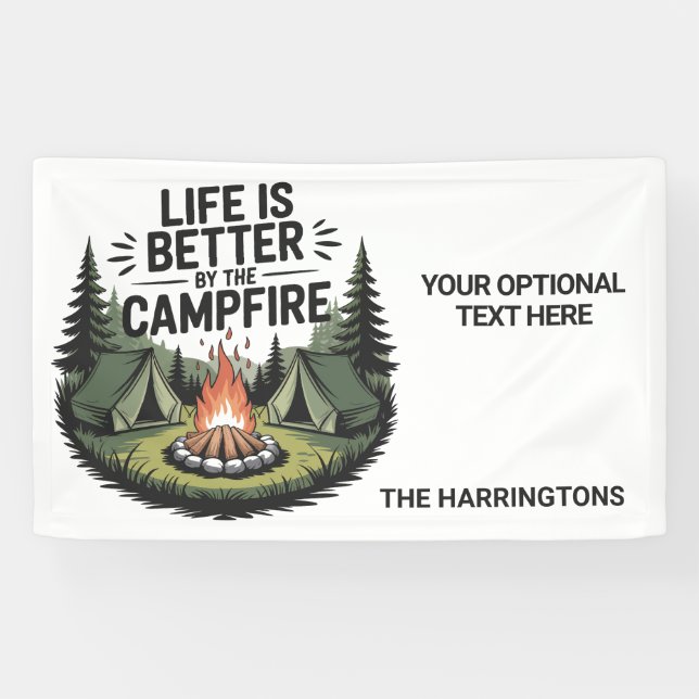 Custom Name & Text Camping Banner (Horizontal)
