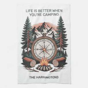 Custom Name & Text Camping Tea Towel