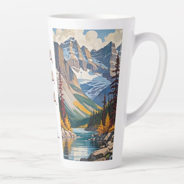 Custom Name & Text Canada Travel Poster Latte Mug (Right)