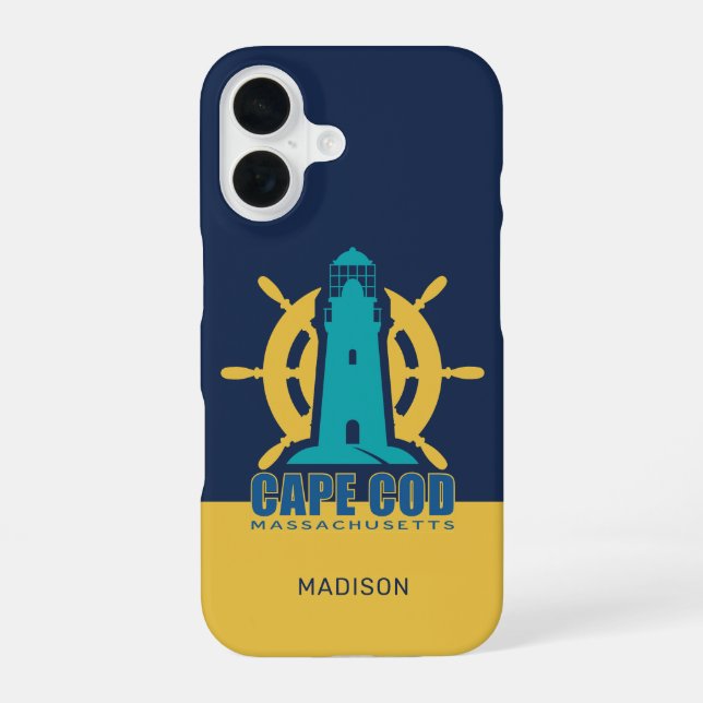 Custom Name / Text Cape Cod Massachusetts iPhone 16 Case (Back)